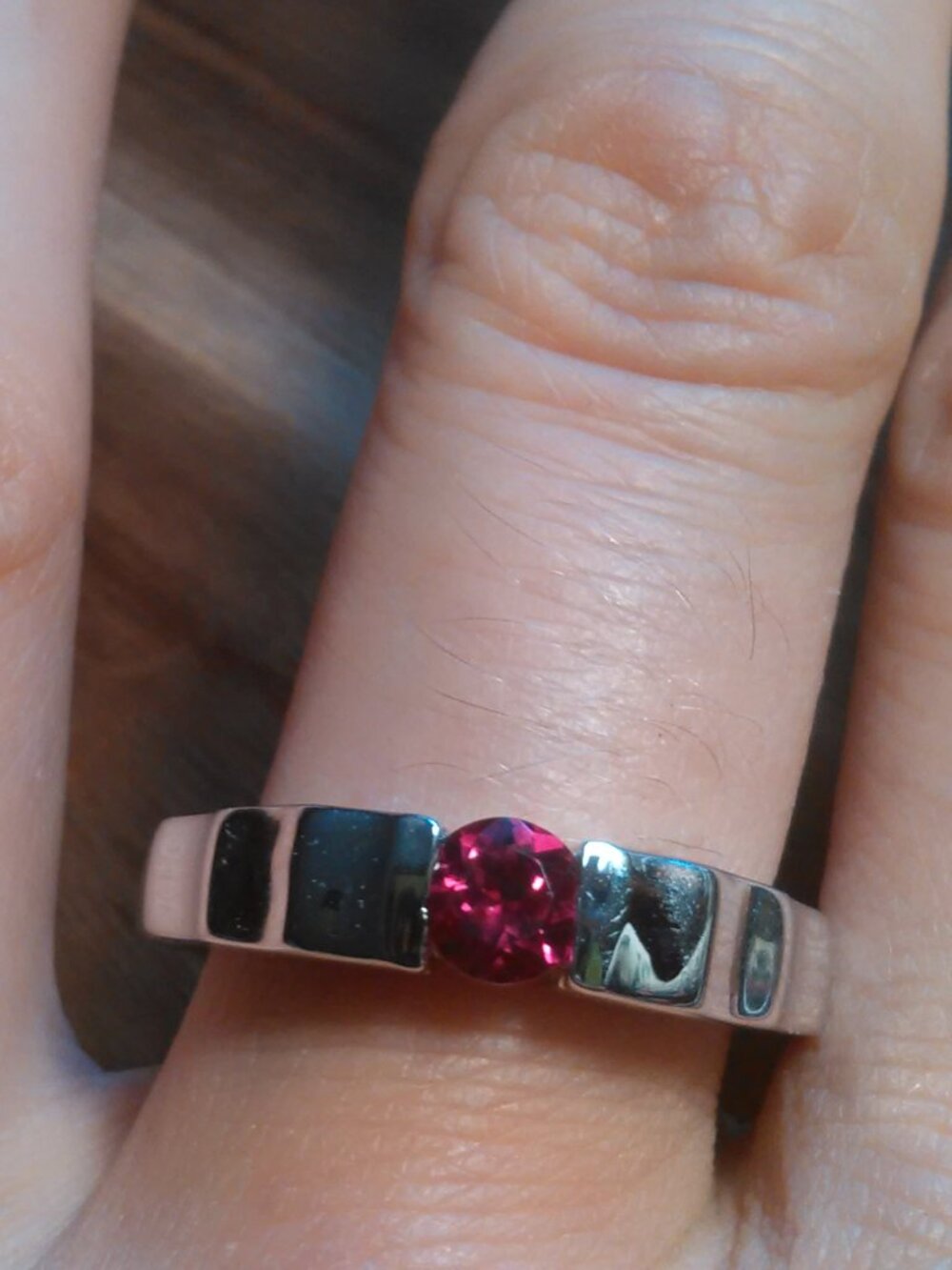 Lab Created Ruby Platinum Bond Ring (Size 10)